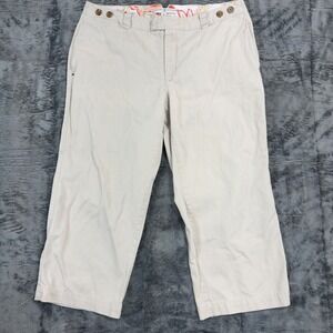 Tommy Hilfiger Khaki Chino Pants Womens 16 Tan Wide Leg Paisley Waistband